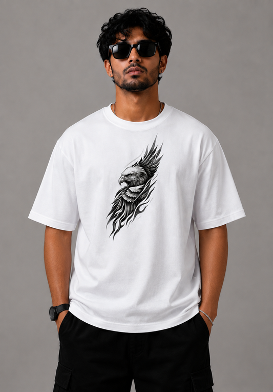White Wolf Graphic Oversized T-Shirt | THE DIVINE Streetwear