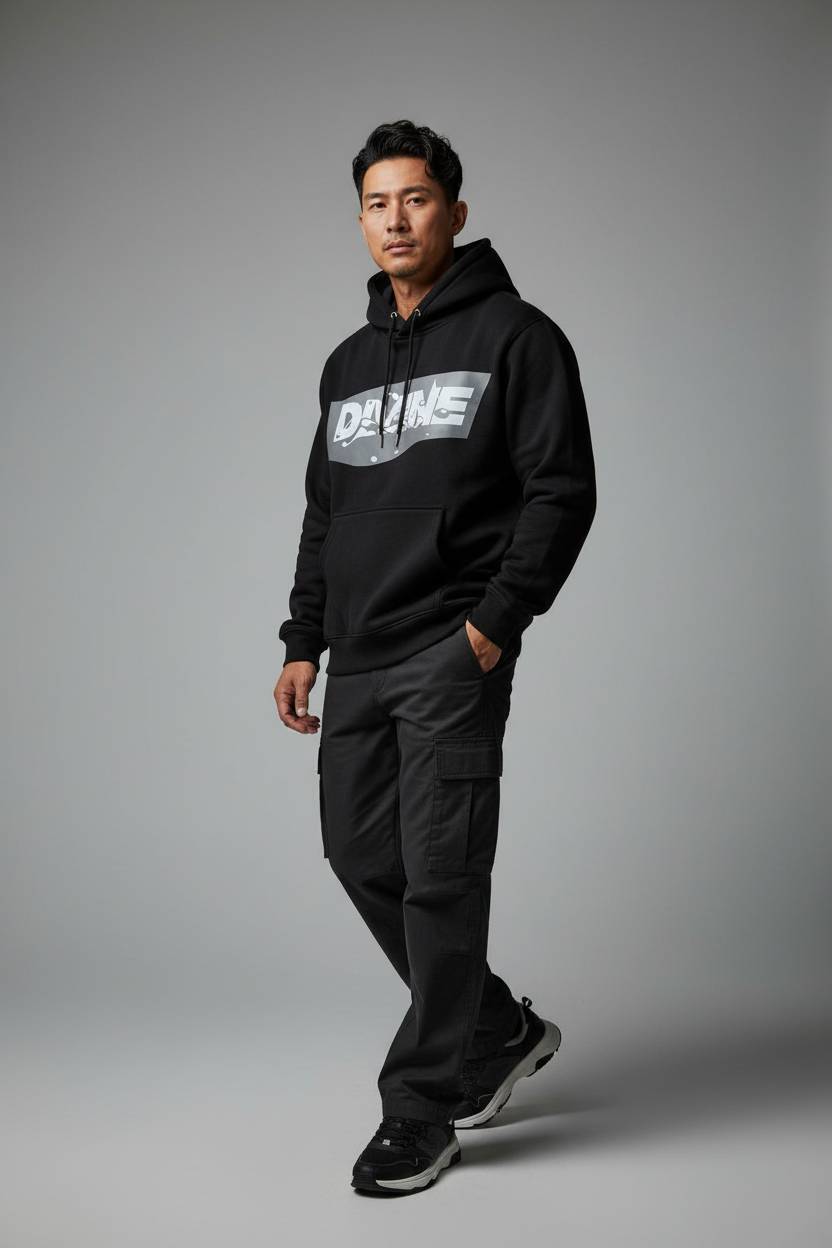 Men’s Black “DIVINE” Front Graphic Hoodie