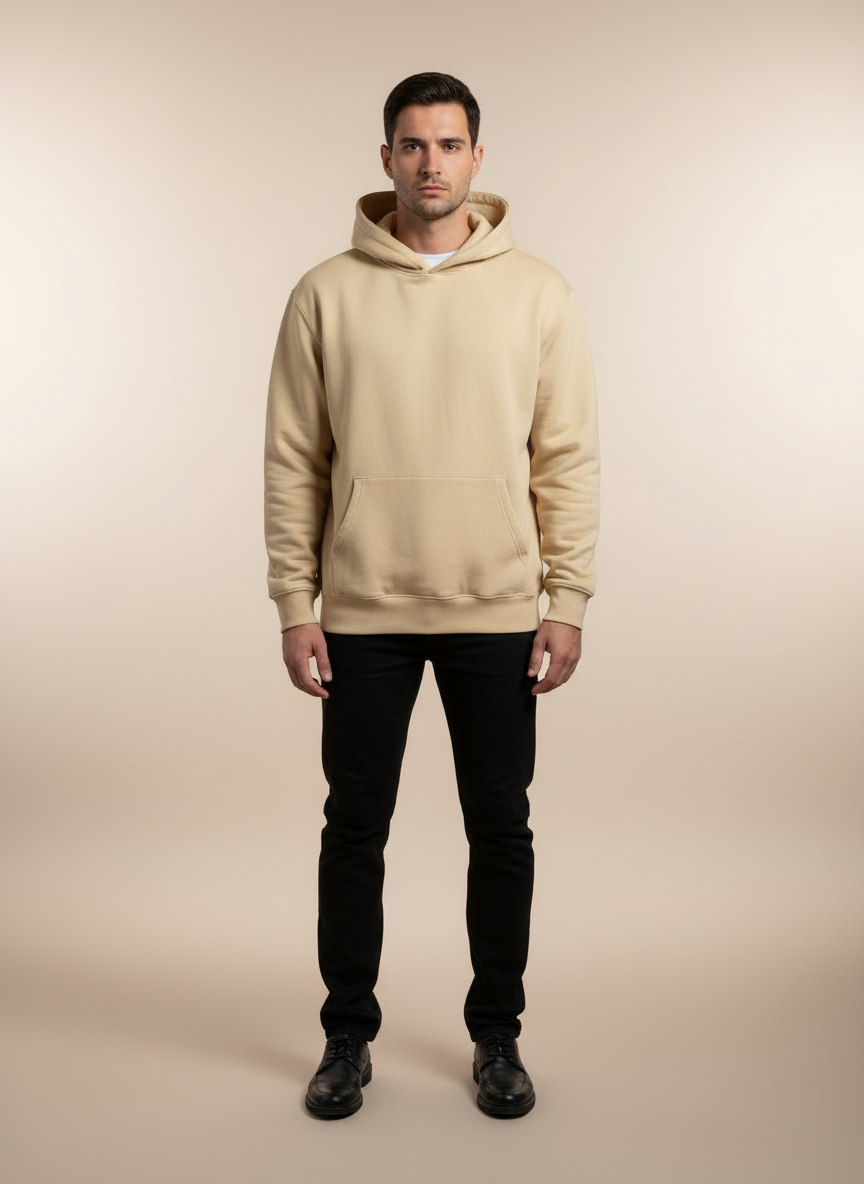 Men’s Beige “Social Introvert” Graphic Back Hoodie