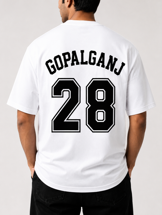 Gopalganj 28 Oversized Back Print T-Shirt | Unisex Streetwear | Premium Cotton | White