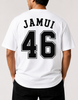 Jamui 46 Oversized Back Print T-Shirt | Unisex Streetwear | Premium Cotton | White
