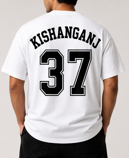 Kishanganj 37 Oversized Back Print T-Shirt | Unisex Streetwear | Premium Cotton | White