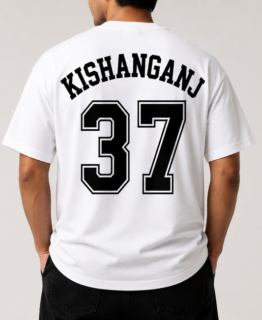 Kishanganj 37 Oversized Back Print T-Shirt | Unisex Streetwear | Premium Cotton | White