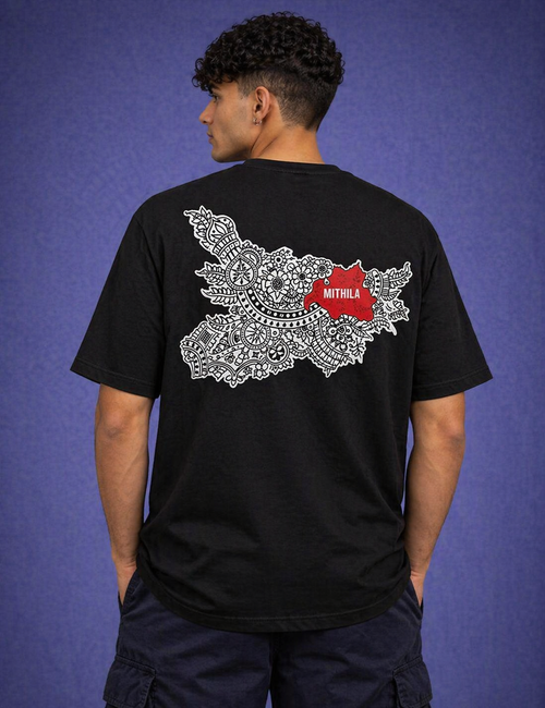 Men’s Graphic Printed T-Shirt – Black “Maithil By Blood” Mithila Streetwear Tee