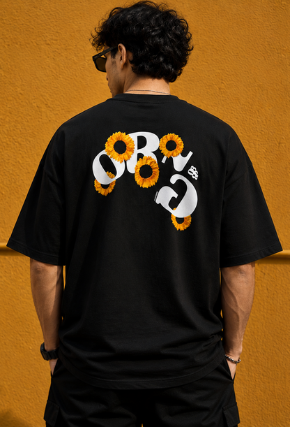 oom OG Oversized T-Shirt | Black Floral Graphic Tee