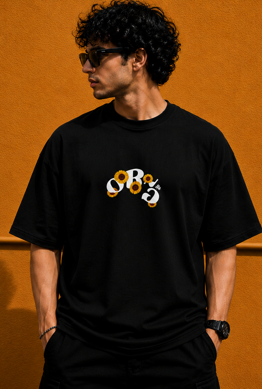 oom OG Oversized T-Shirt | Black Floral Graphic Tee
