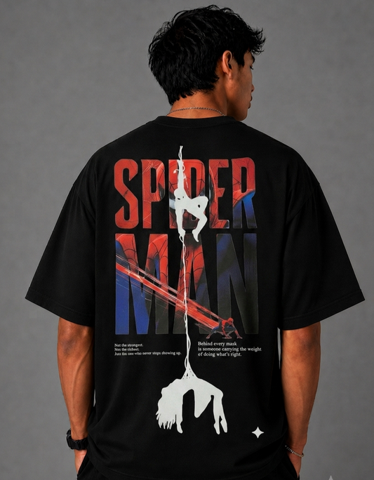 Spider Man Oversized Graphic T-Shirt | Premium Cotton Streetwear Tee | Black